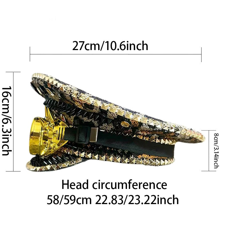 HONGLUAN Steampunk Rhinestone Captain Hat