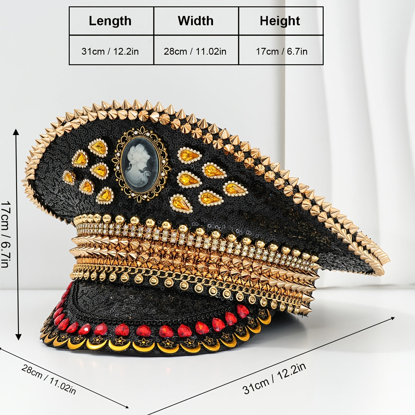 Black & Golden Sequin Captain Hat