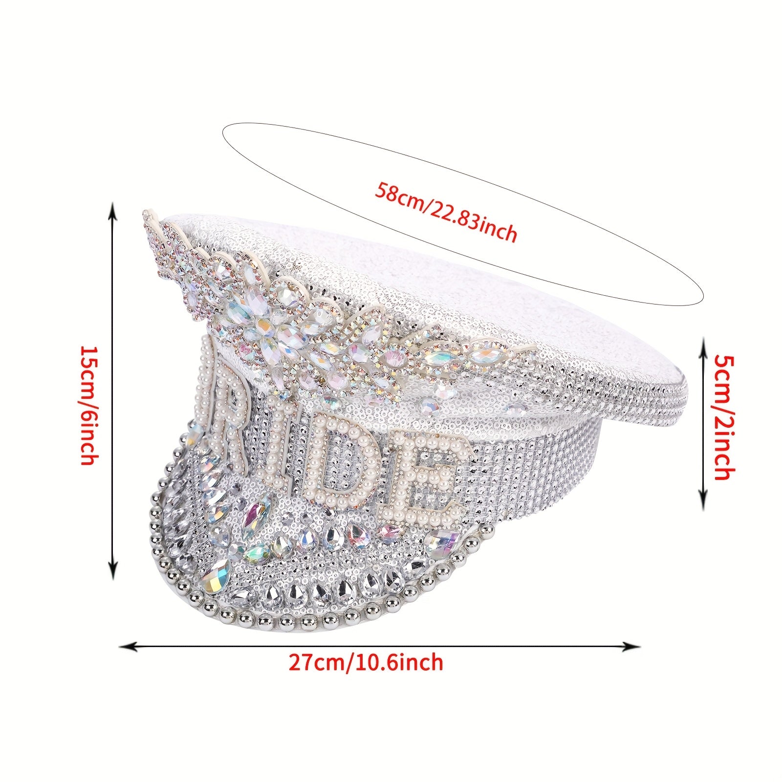 Elegant White Sparkling Bride's  Hat