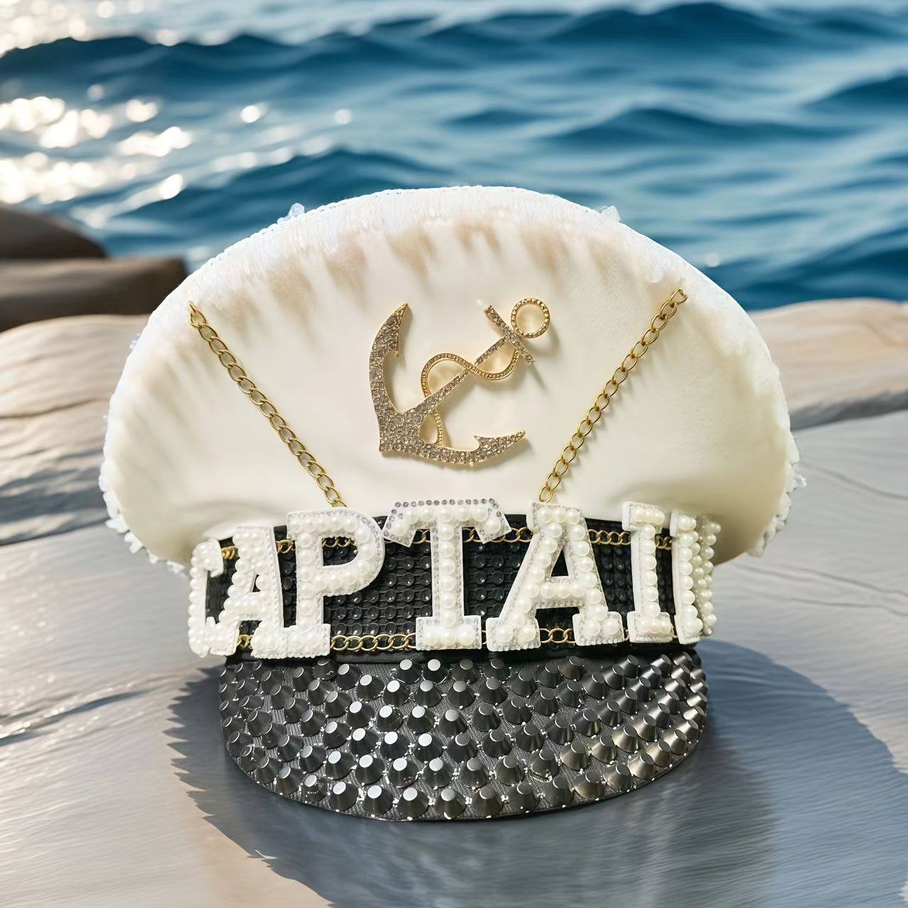 Rhinestone Military Captain Hat