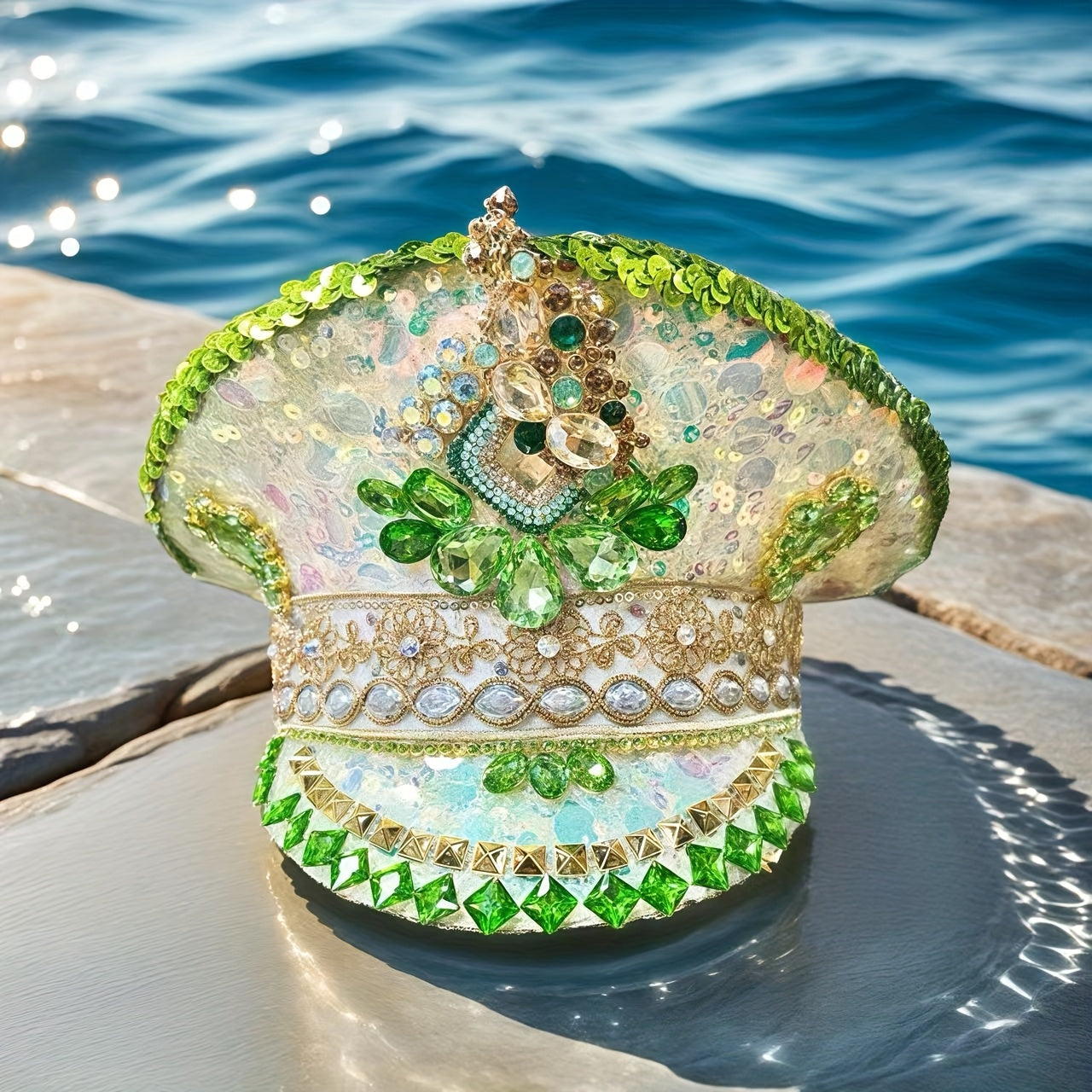 Festive Rhinestone Captain'S Hat