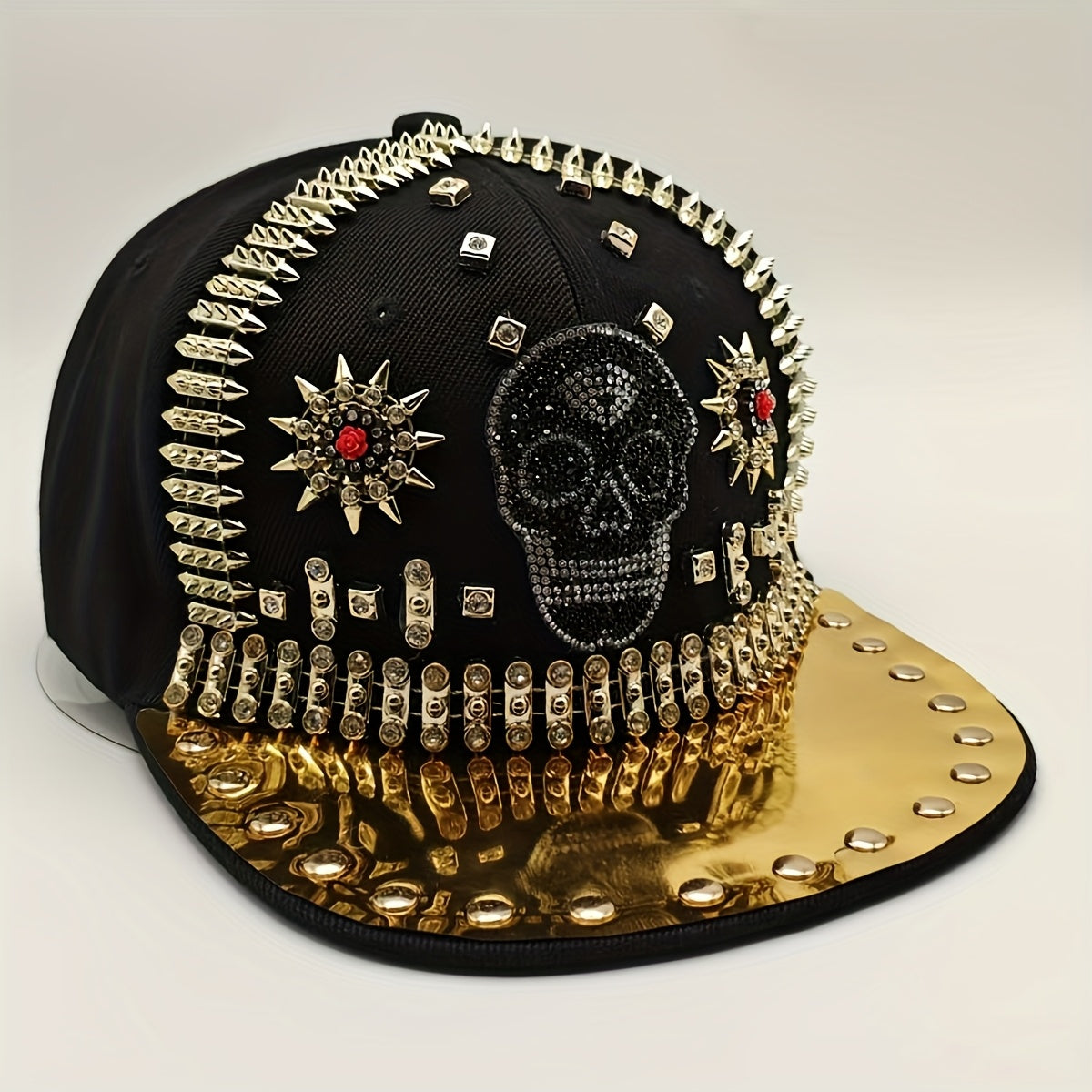 Shiny Rhinestone Skull Baseball Cap