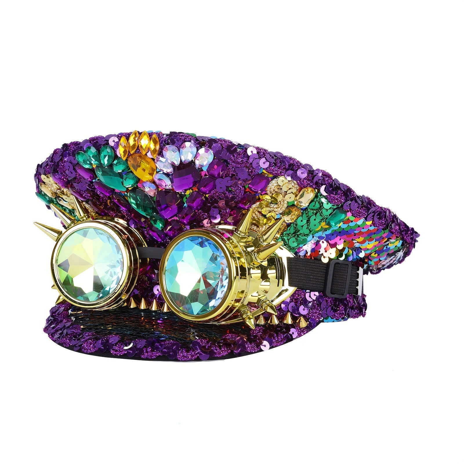 Vibrant Rainbow Steampunk Captain Hat