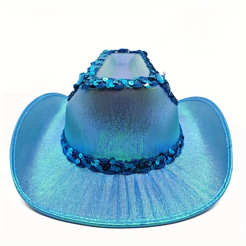 Handmade Luxury AB Color Lace Rhinestone Cowboy Hat