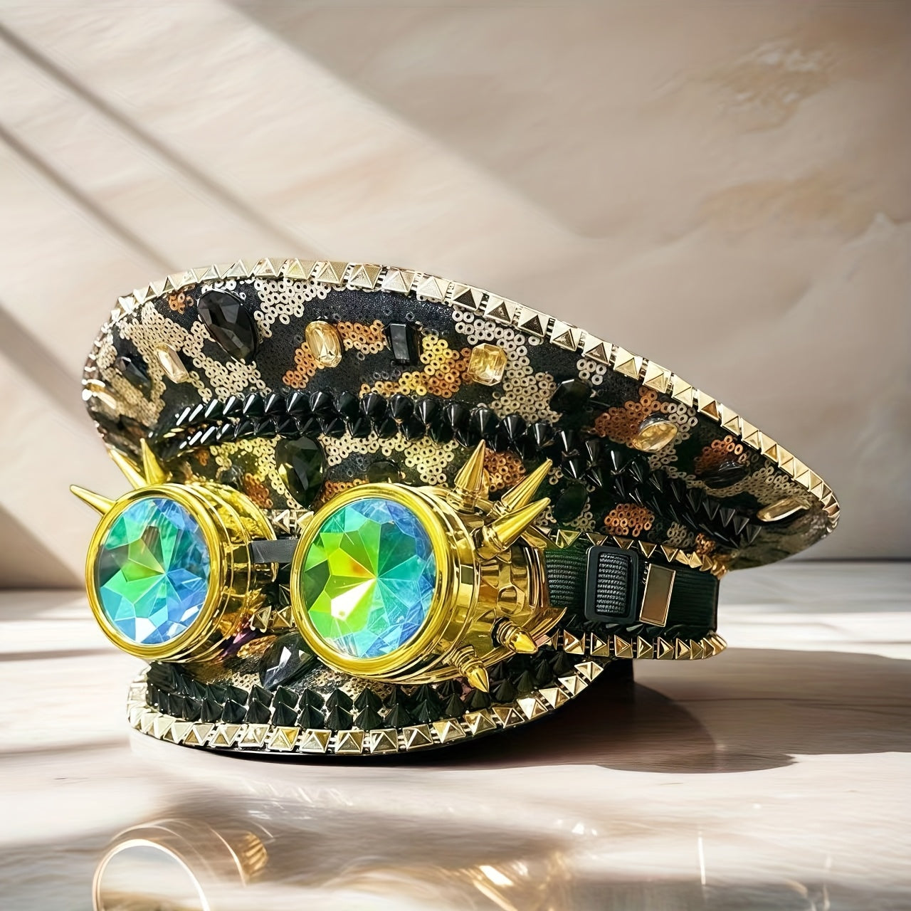 HONGLUAN Steampunk Rhinestone Captain Hat