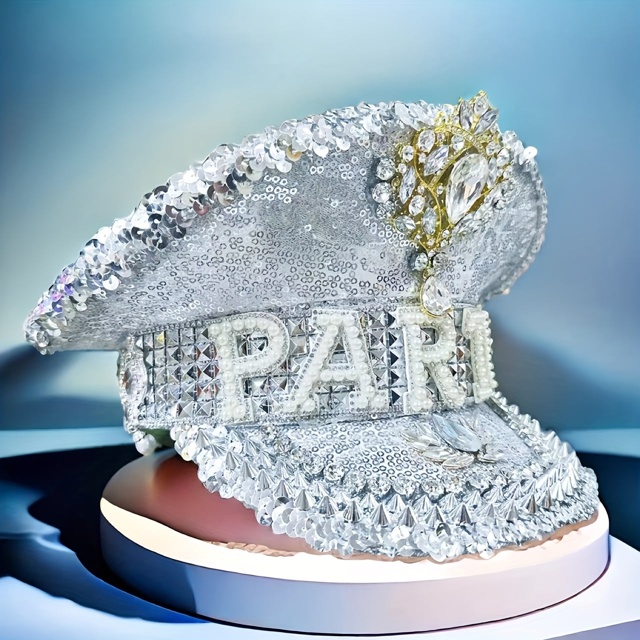 Silvery Sequin Festival Captain's Hat