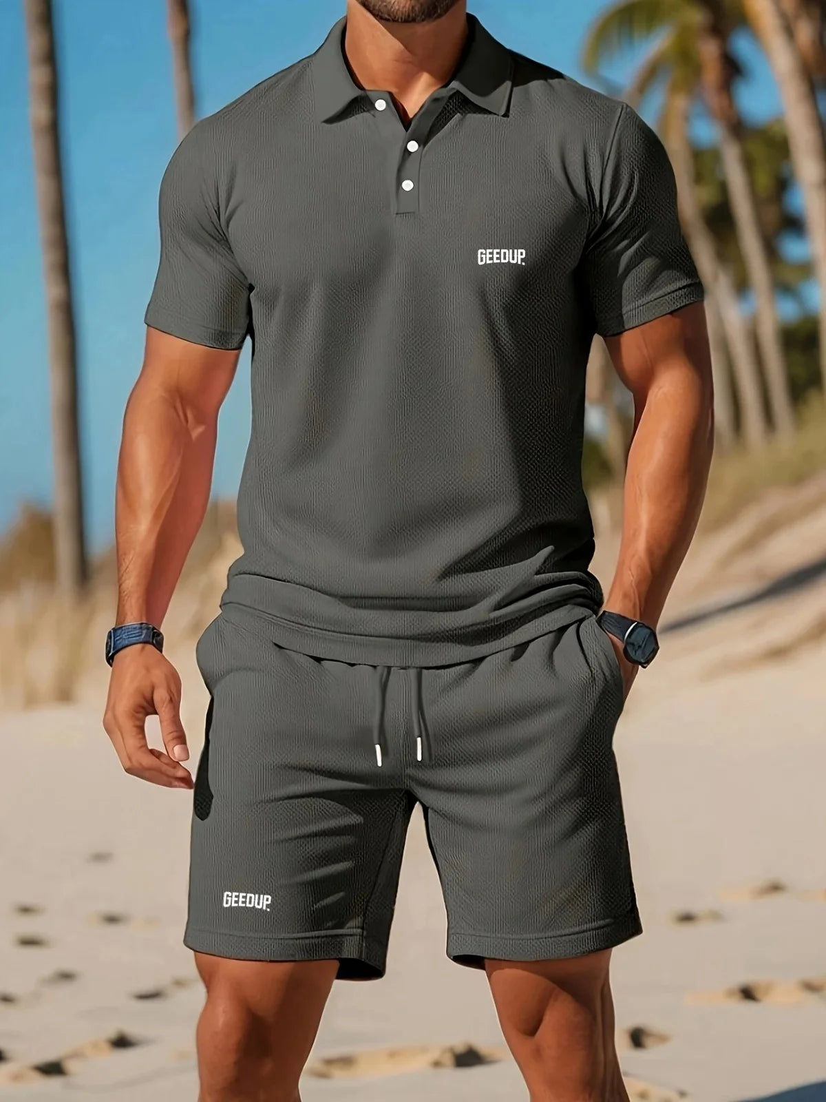 mesh lapel Shorts & top