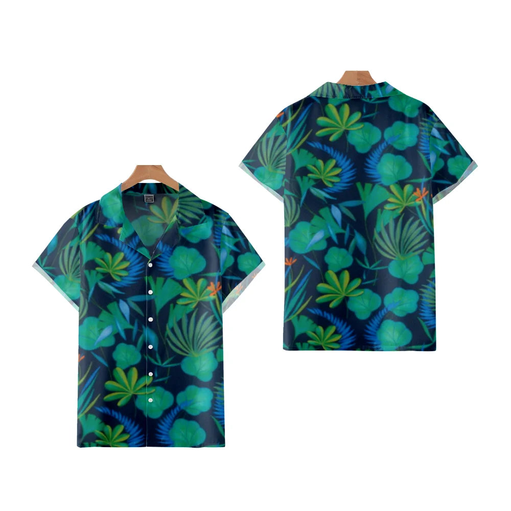Hawaii Tropical Style Parrot Print Short Sleeve Aloha Shirts