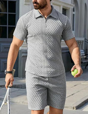 Jacquard Shorts And Lapel Polo Shirt
