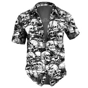 Hawaiian lapel 3D horror skull printed shirts