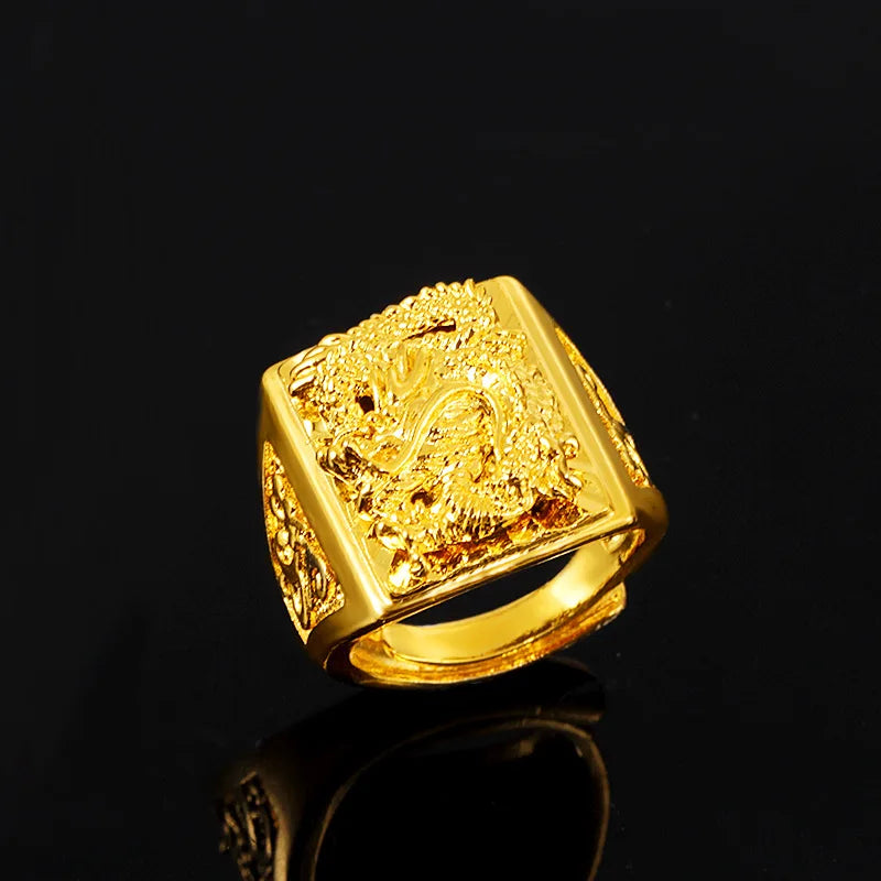 18CT Gold Plated Engraving Dragon Rings