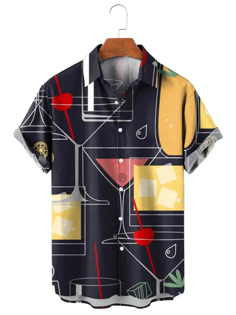 Hawaiian Lapel Plaid Printed shirt