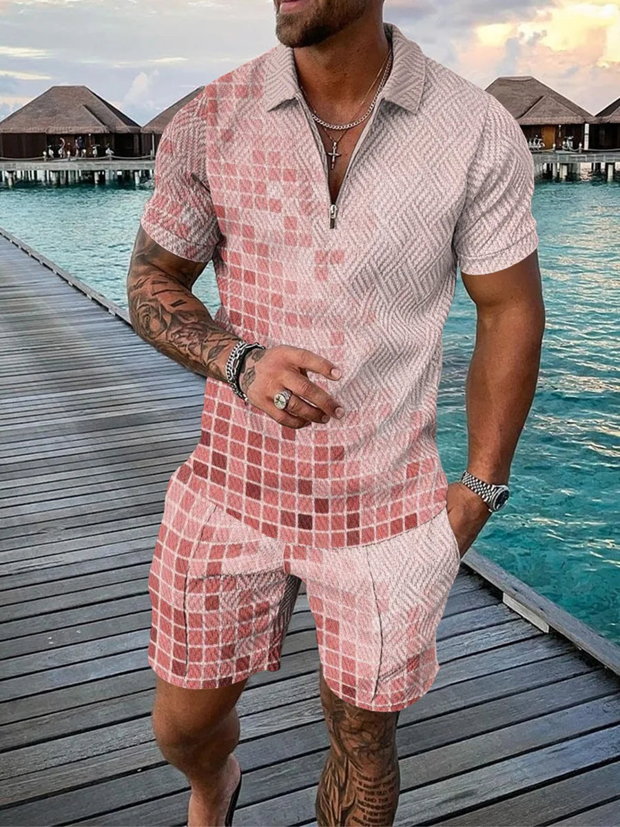 Casual Trend Print Slim Fit  T-shirt & Shorts