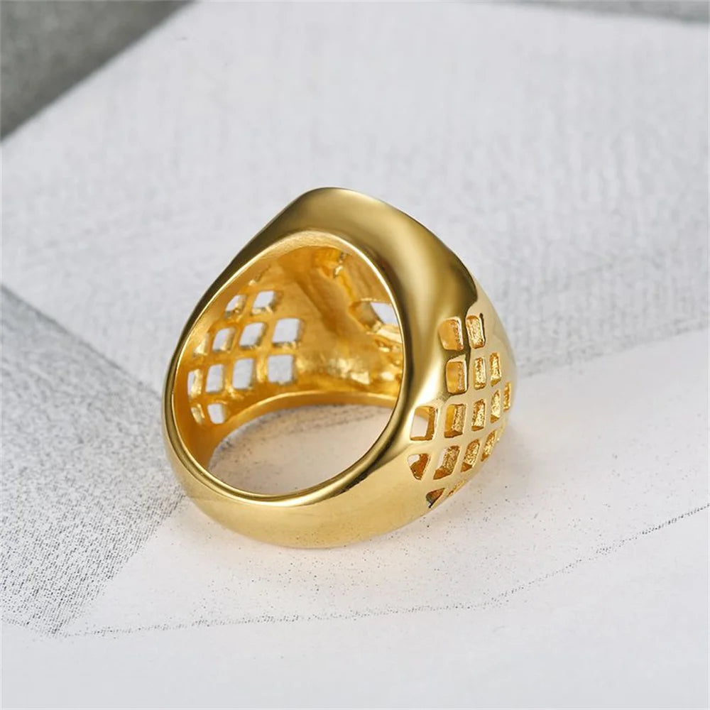Horse Head Ring Male 18k Gold Plated Color Stainless Steel