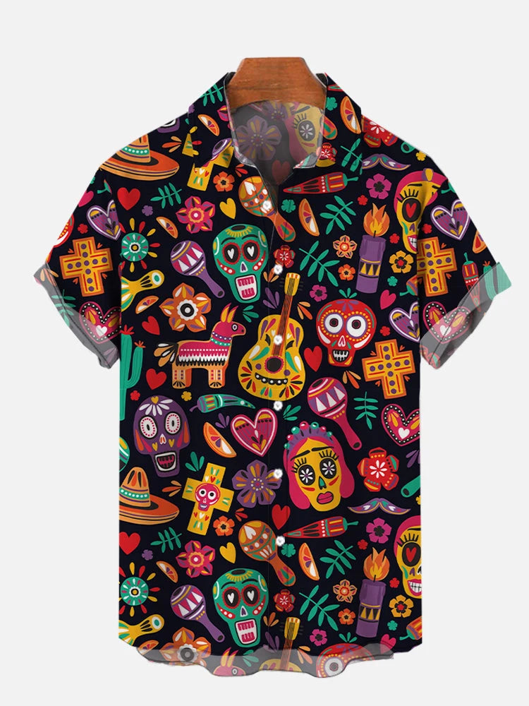 Mexican style skull pattern 3D Shirt