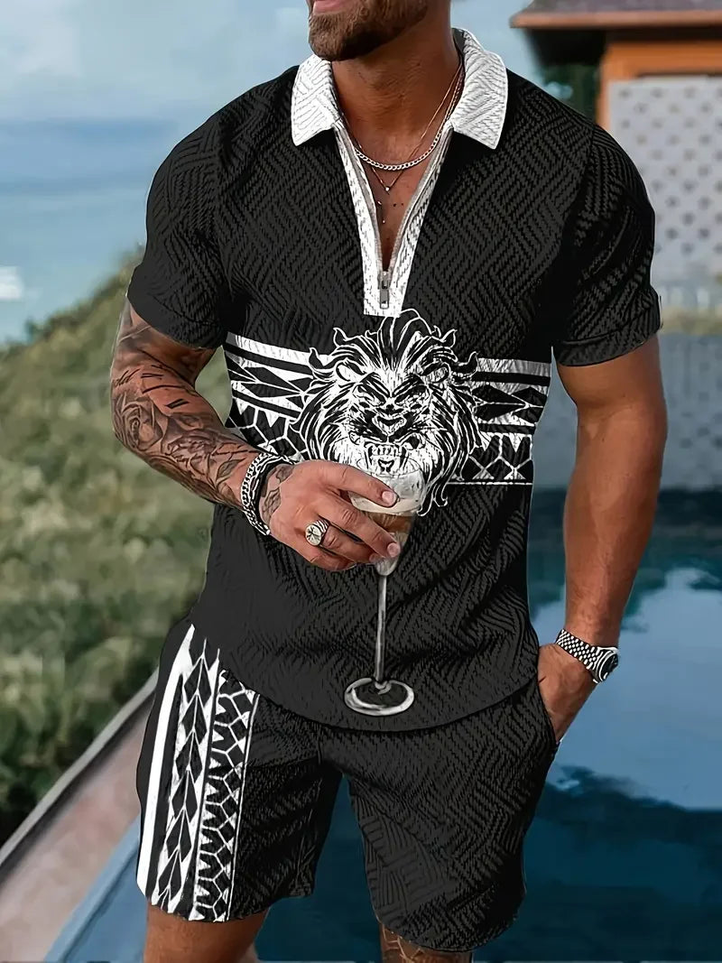 Zipper Polo 3D Printed  POLO Shirt & Shorts