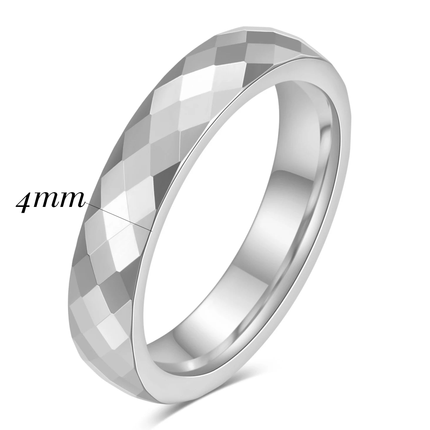 Faceted Edge Dome Polished Tungsten Carbide Wedding Rings