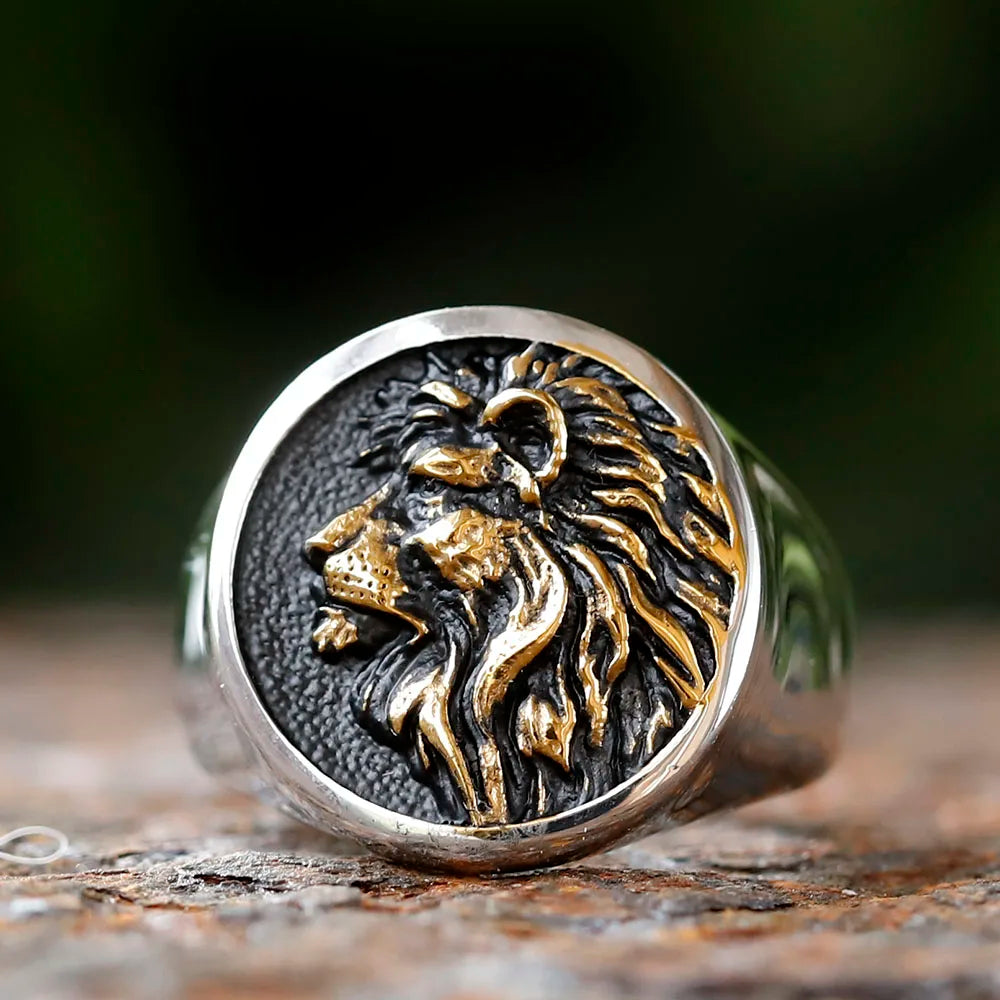 Stainless Steel 3D Lion Head Ring