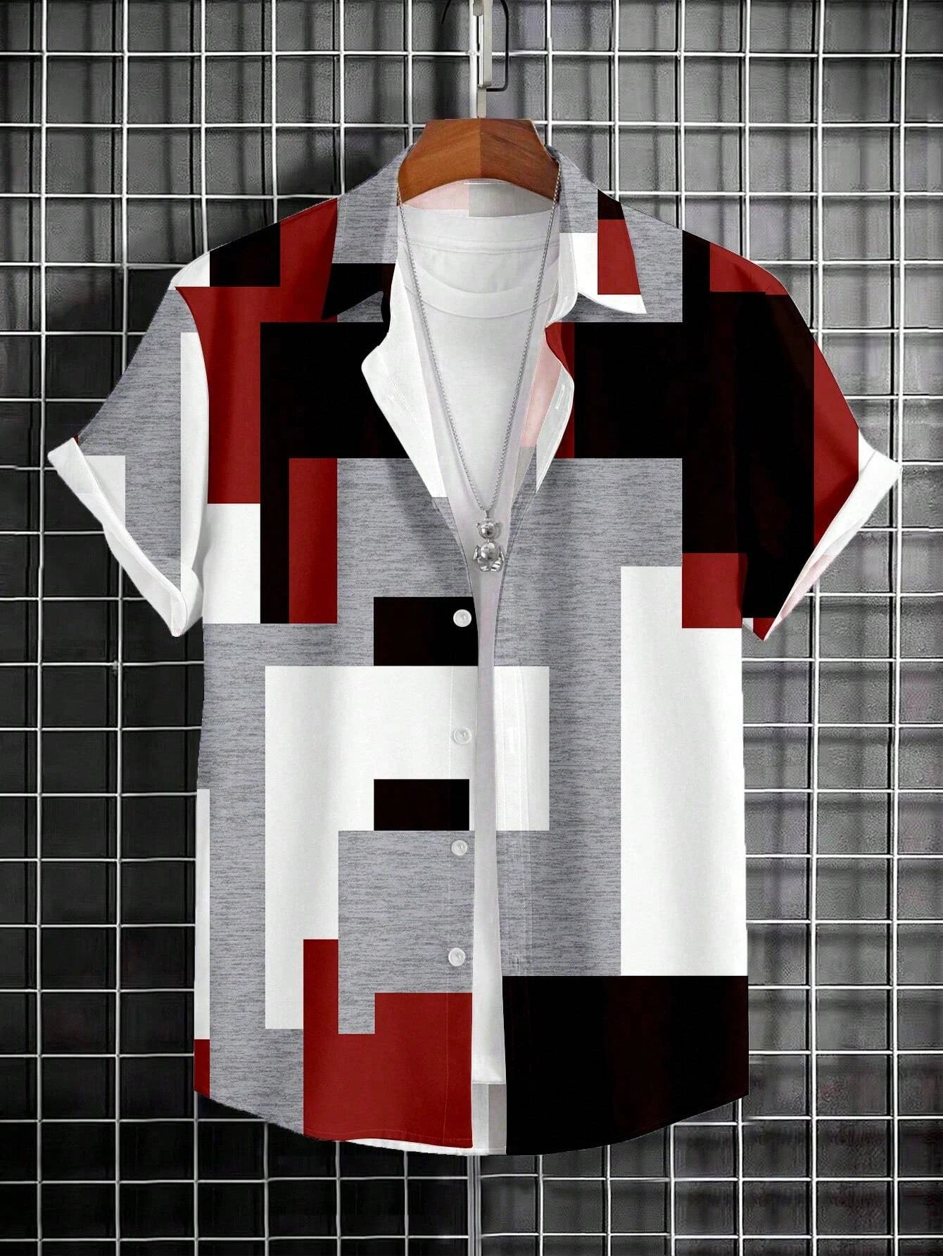 Fun Block Pattern Printed Shirts