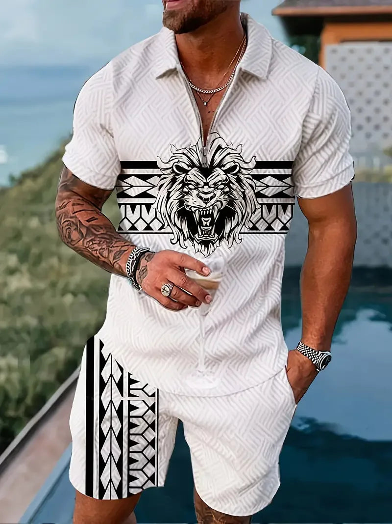 Zipper Polo 3D Printed  POLO Shirt & Shorts