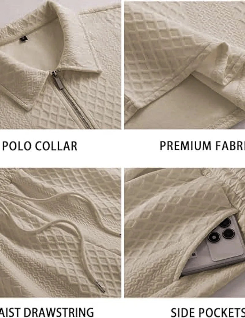 Jacquard Shorts And Lapel Polo Shirt