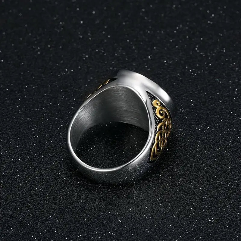 Gold-Plated Saint George Dragon Slaying Knight  Ring