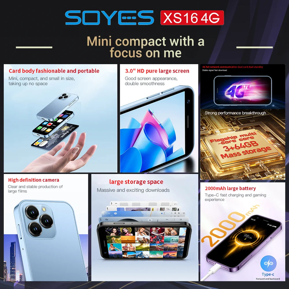 SOYES XS16 Mini 4G LTE Android10.0 Smartphone