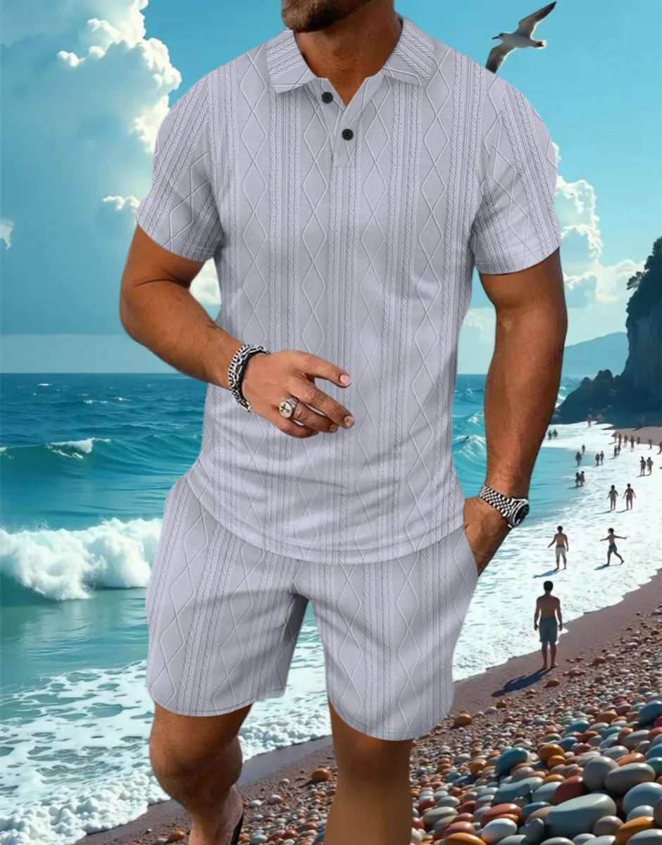 lapel short-sleeved POLO shirt & shorts