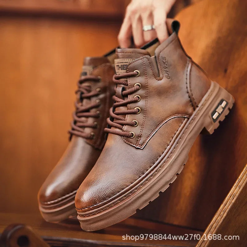 Ankle Boots Retro British High-top Boots