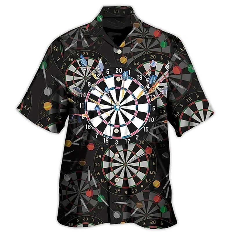Men's Darts Printed Short Sleeved Shirt