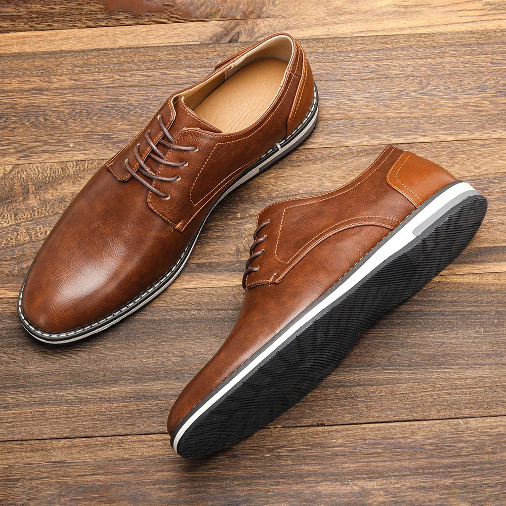 Leather loafer shoes