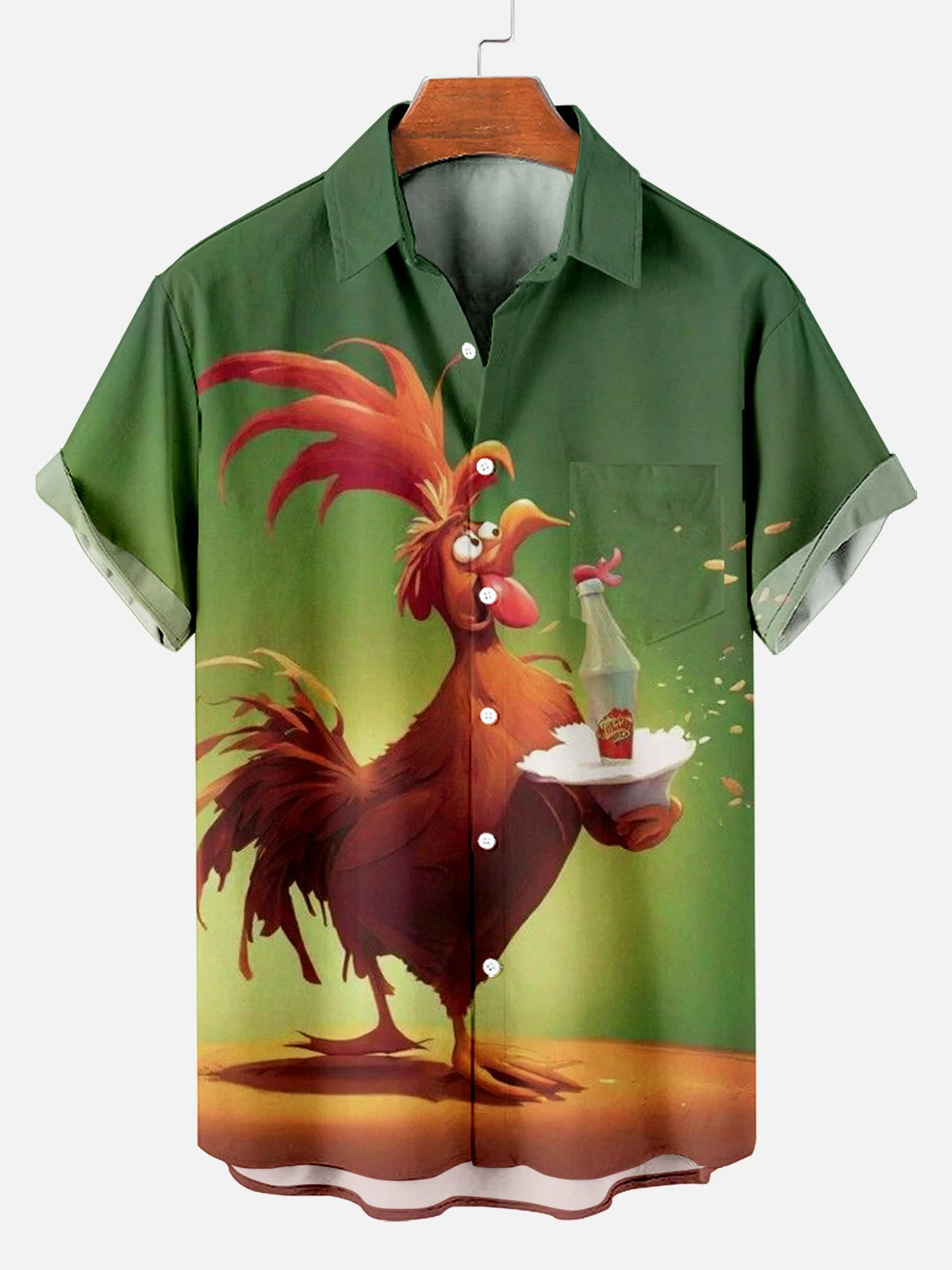 Funny Rooster Beach Hawaii Casual 3D Shirt