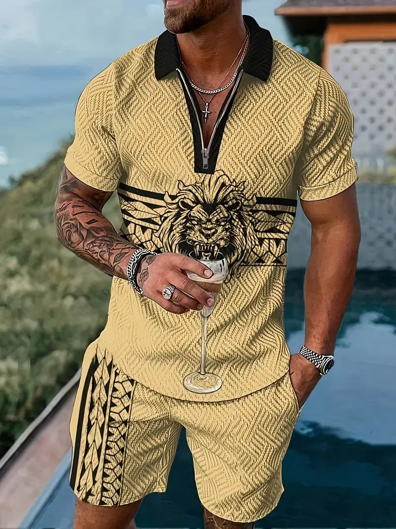 Zipper Polo 3D Printed  POLO Shirt & Shorts