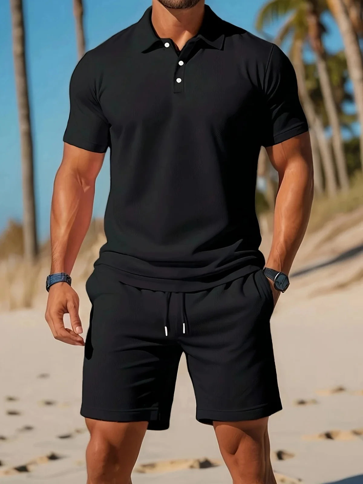 mesh lapel Shorts & top