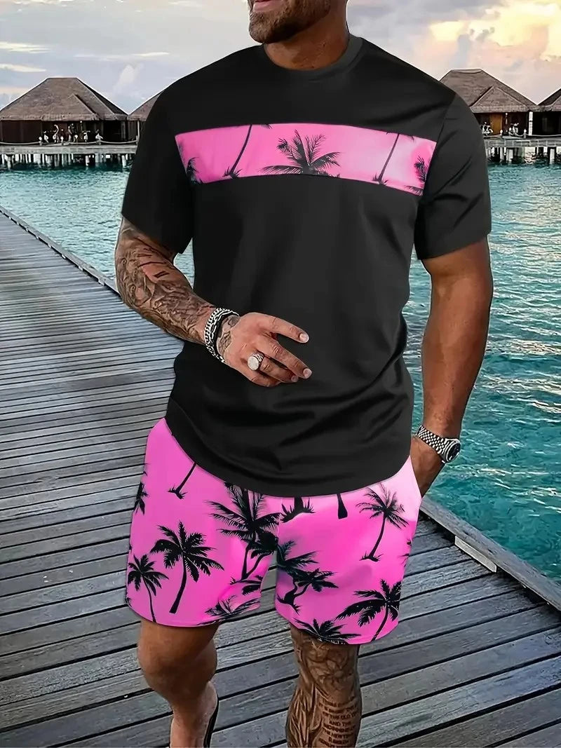 Hawaiian Beach Printed  T-shirt & shorts set