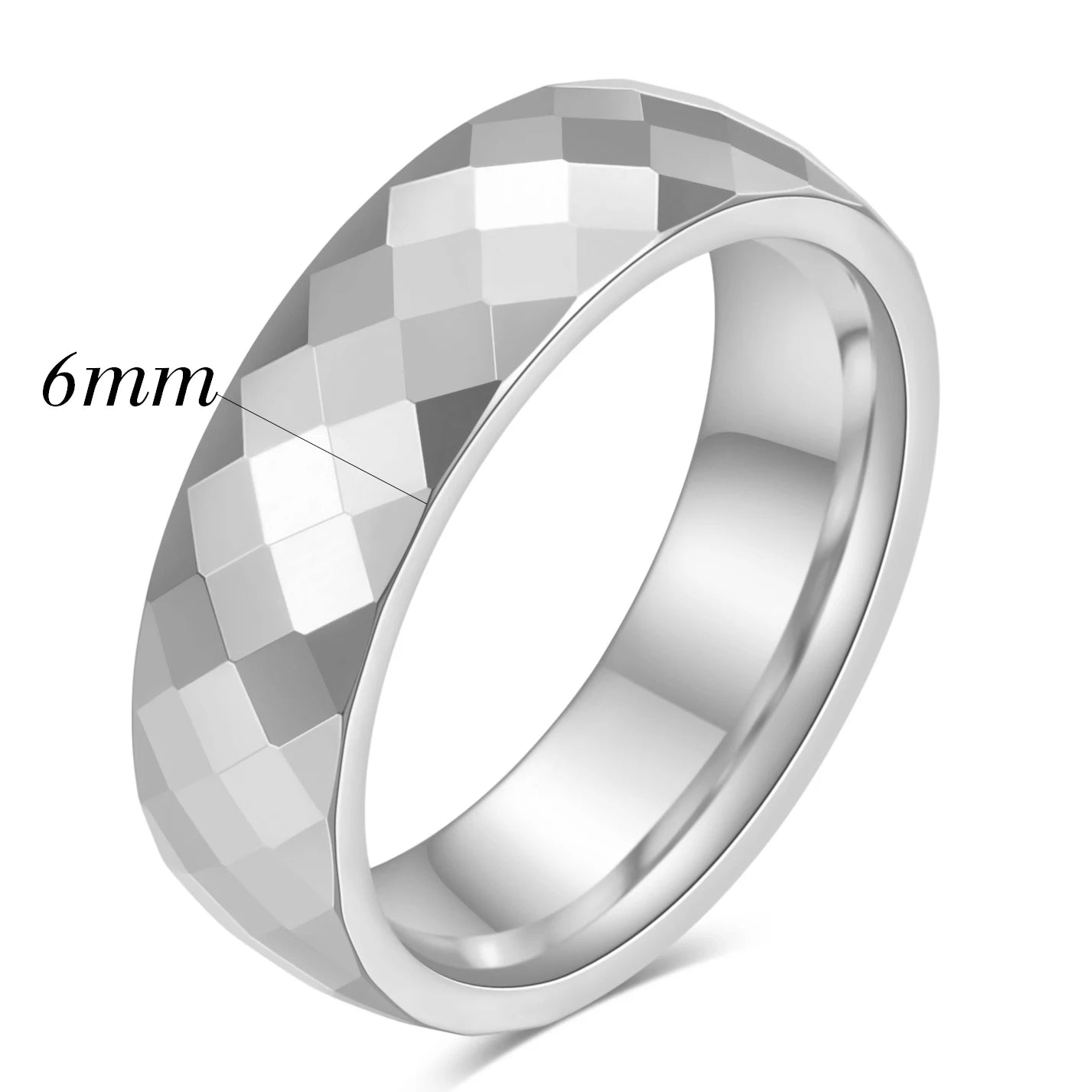 Faceted Edge Dome Polished Tungsten Carbide Wedding Rings