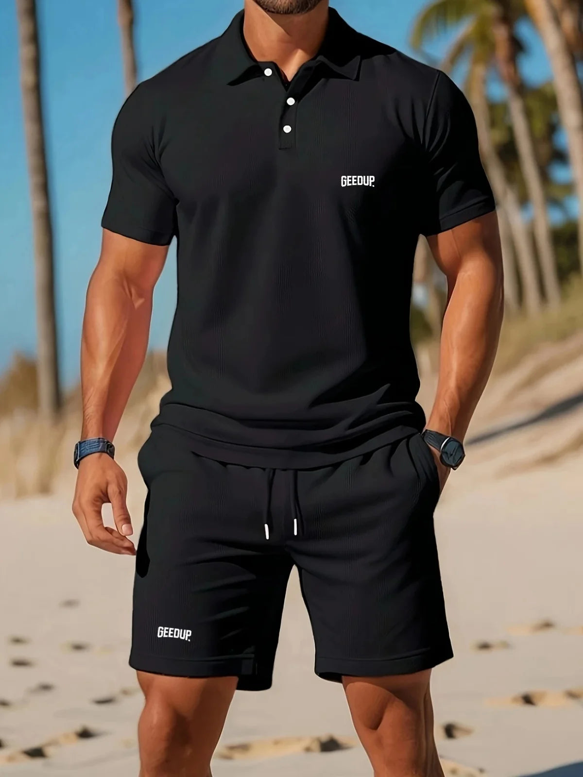mesh lapel Shorts & top