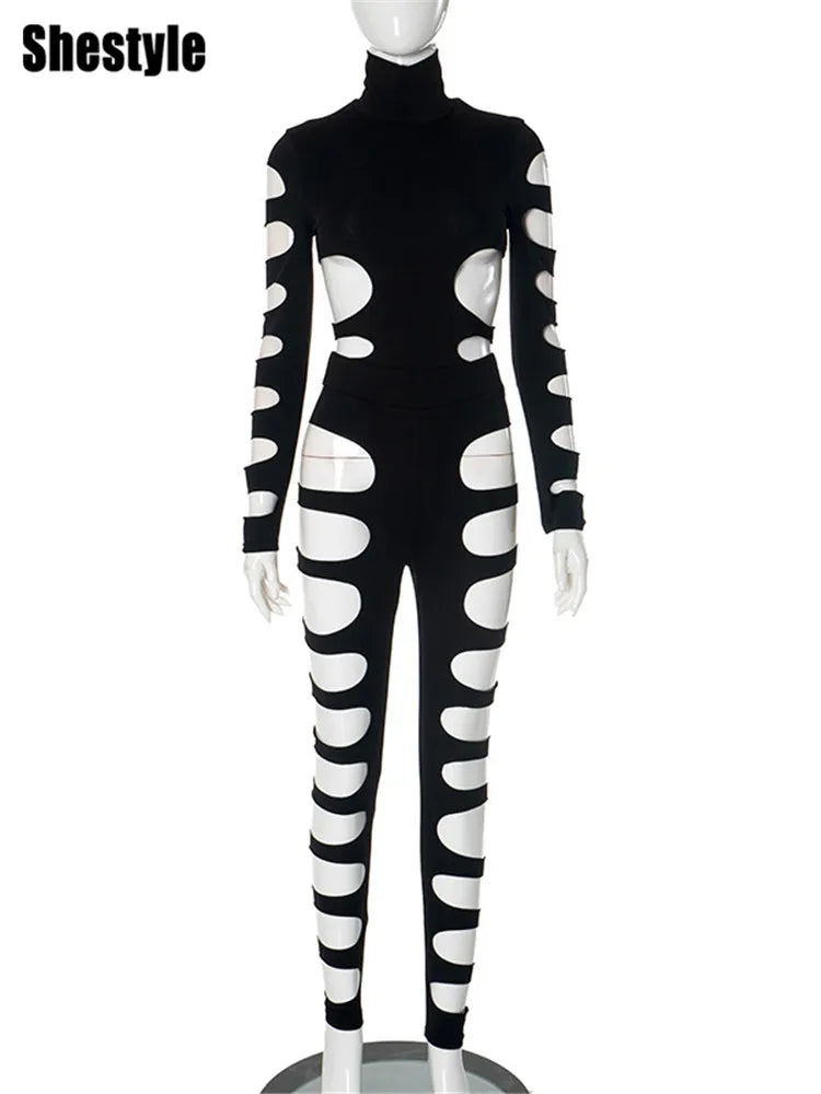 Shestyle Hollow Out Black  2 Pieces Sets