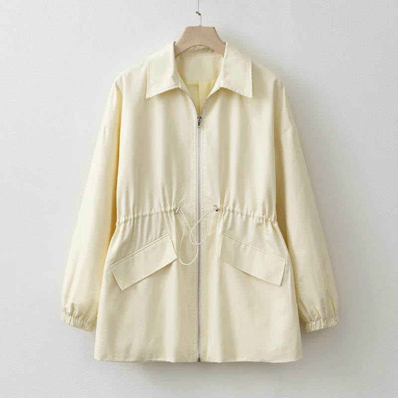 Yellow Adjustable waist Zip Jacket