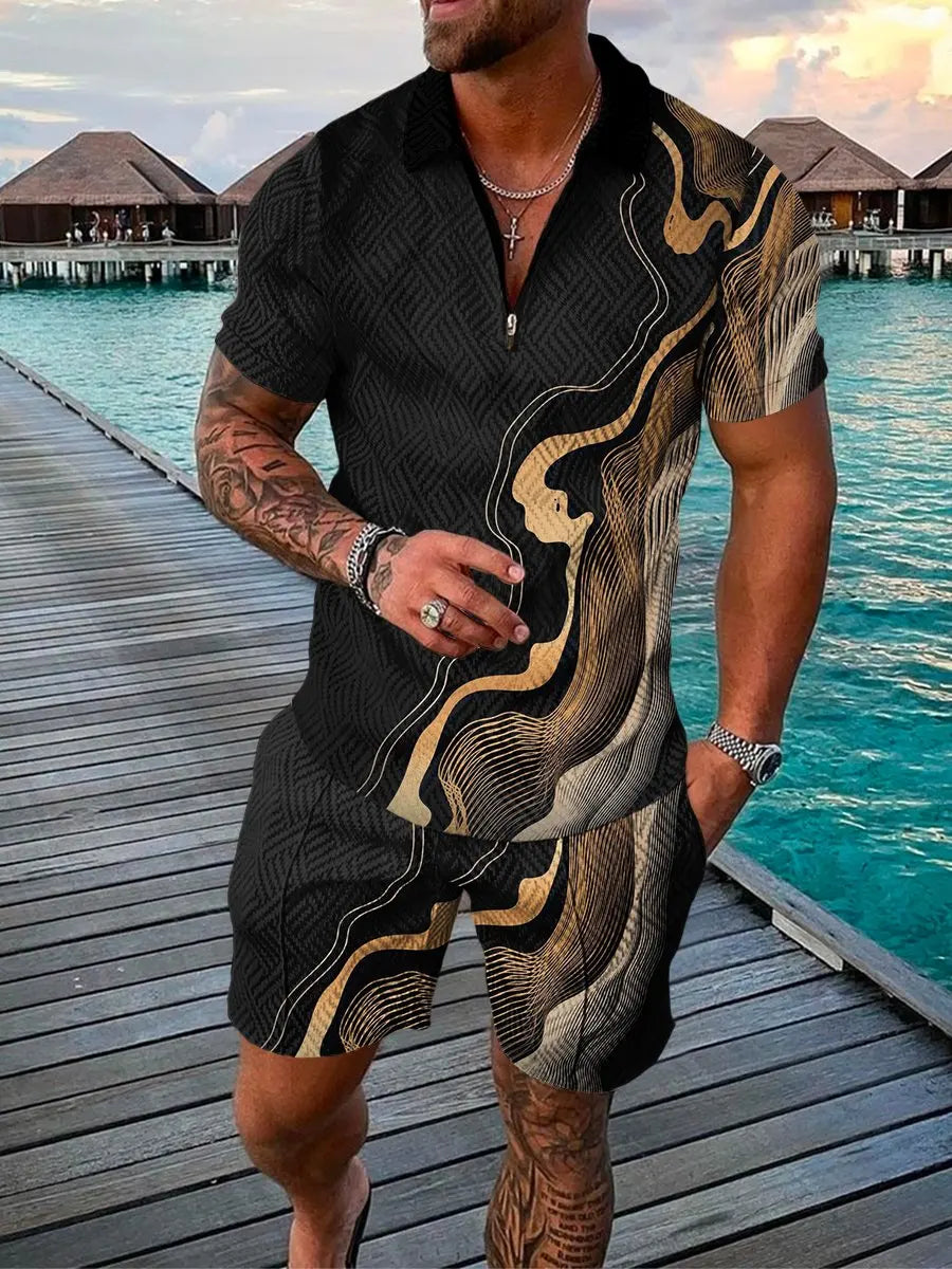 Fashion Short Sleeve Polo Shirt + Shorts
