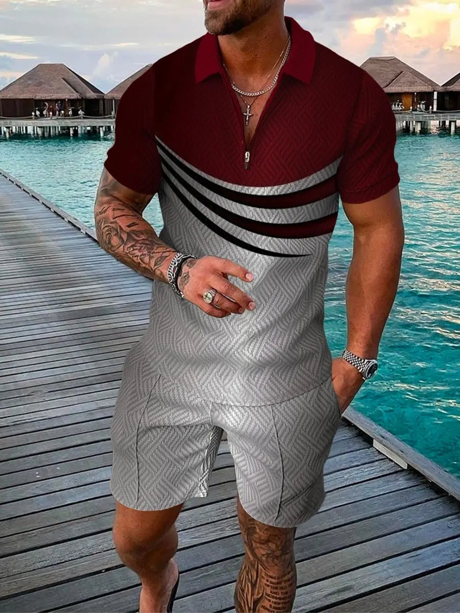 Fashion Short Sleeve Polo Shirt + Shorts