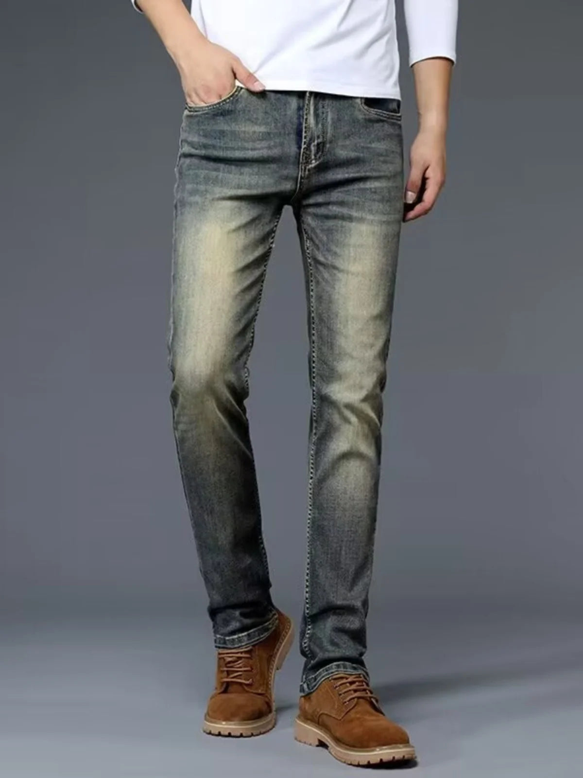 High-End Retro Stretch Denim Jeans