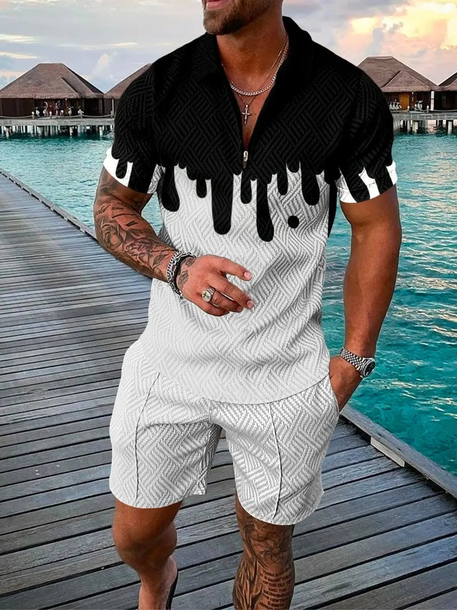 Fashion Short Sleeve Polo Shirt + Shorts