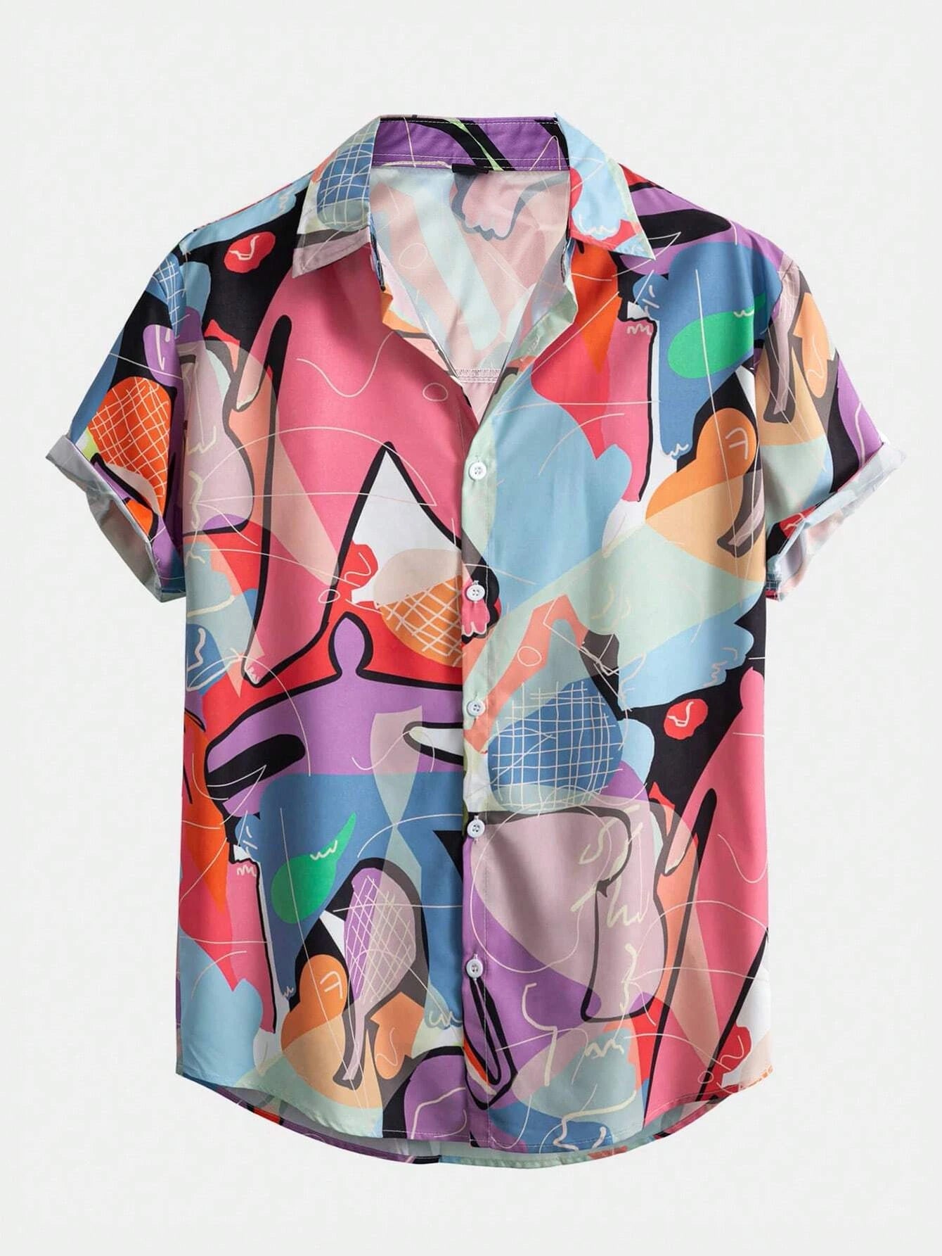Fun Block Pattern Printed Shirts