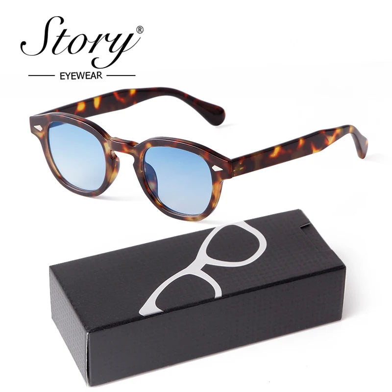 Fashion Gradient Blue Small Round Sunglasses
