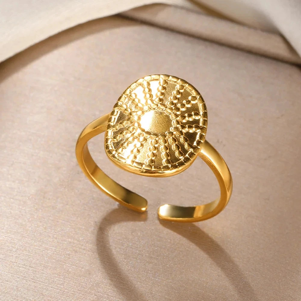 Vintage Ancient Greek Arethusa Goddess Coin Ring - gold plated