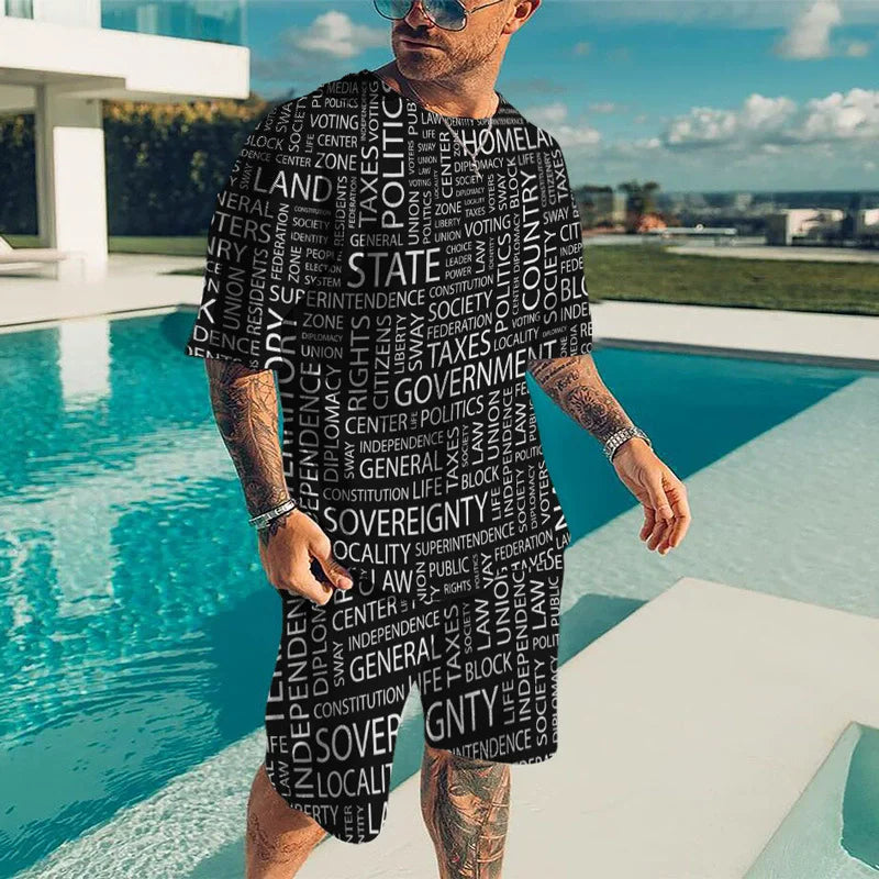 Graffiti Suit  3d Print T-Shirt And Shorts