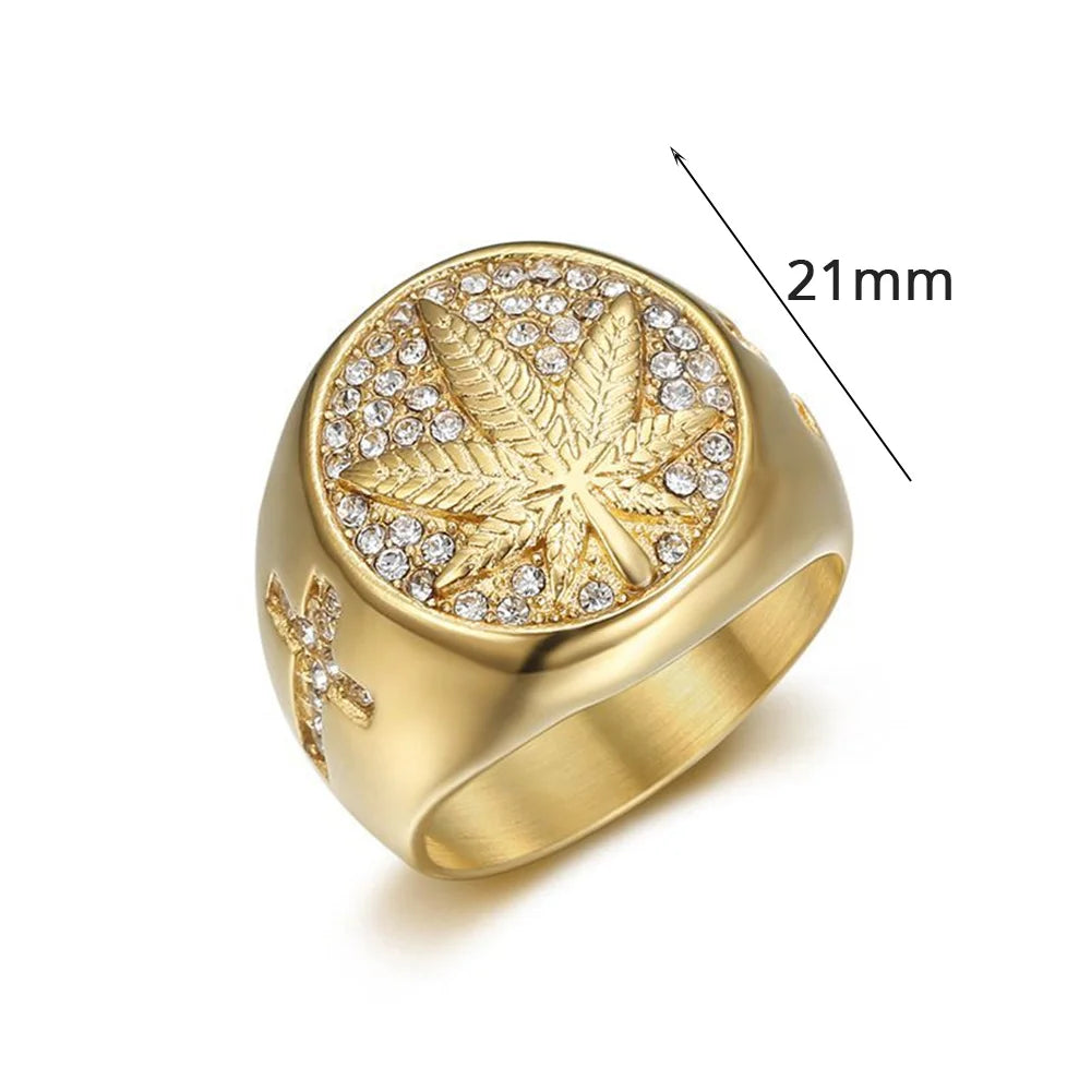 Hemp Leaf Ring Male Gold Ring
