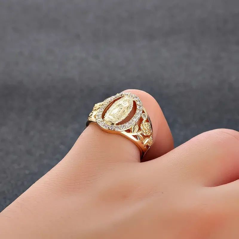Hollow Rose Virgin Mary Ring