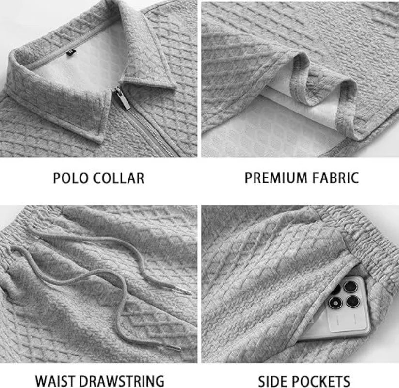 Jacquard Shorts And Lapel Polo Shirt